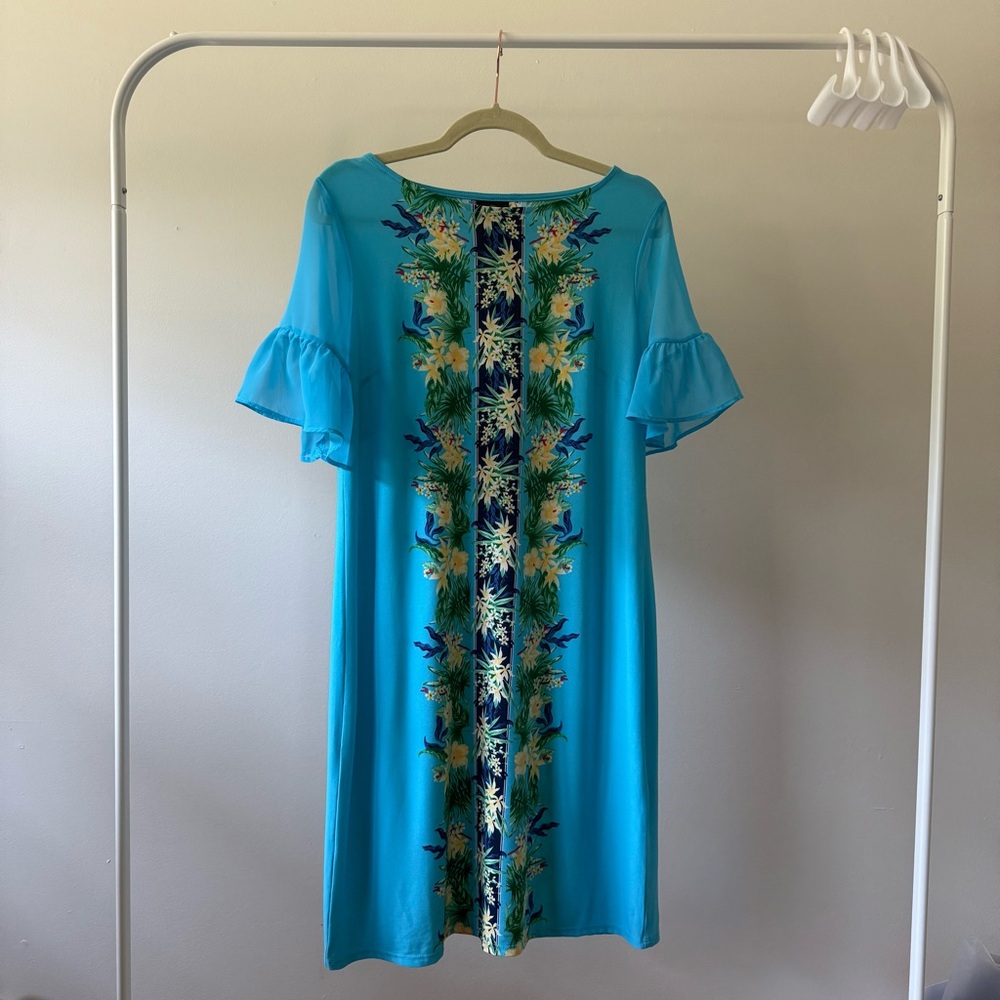 JM Collection Tropical Border Print Dress - Picture 2 of 5